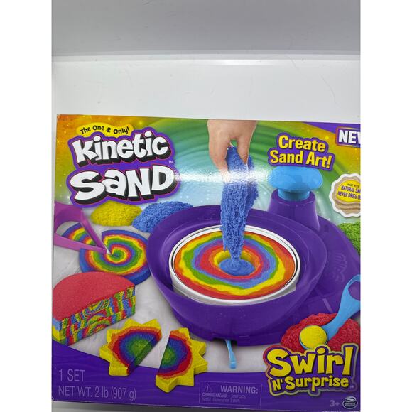 Kinetic Sand, Swirl N’ Surprise Playset with 2lbs of Play Sand, sensory tools! - Picture 6 of 6